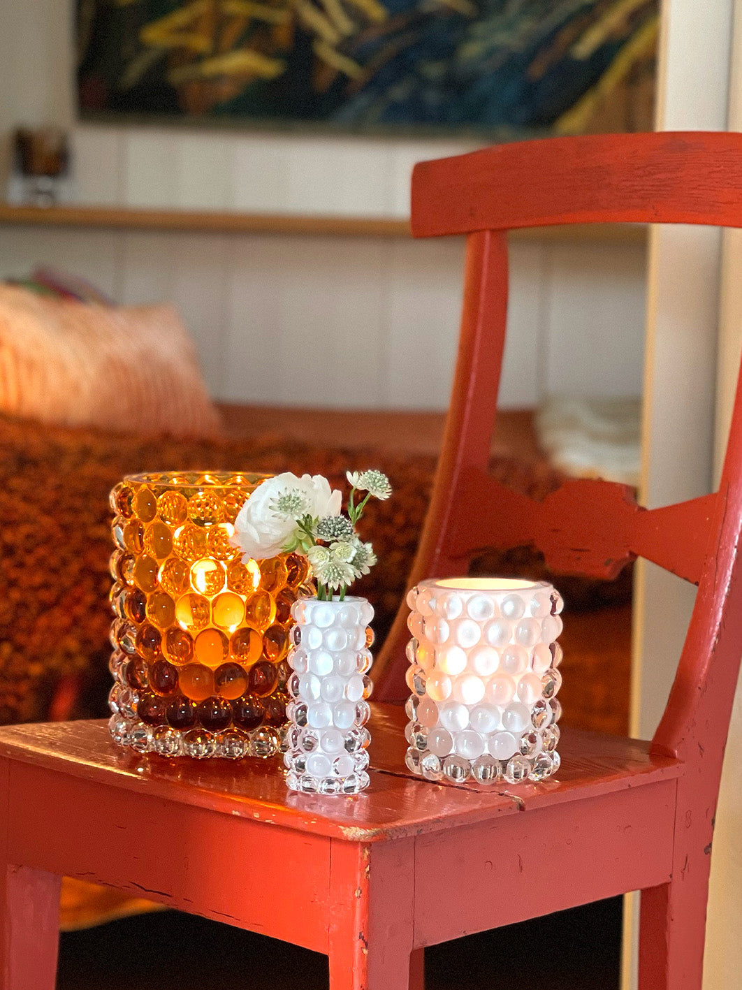 HURRICANE LAMP BOULE LARGE, Amber Ljuslykta