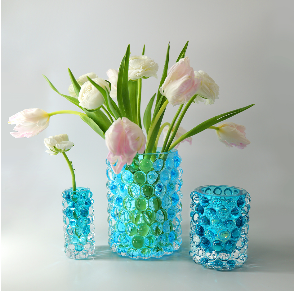 HURRICANE LAMP BOULE, Coral Blue Windlicht