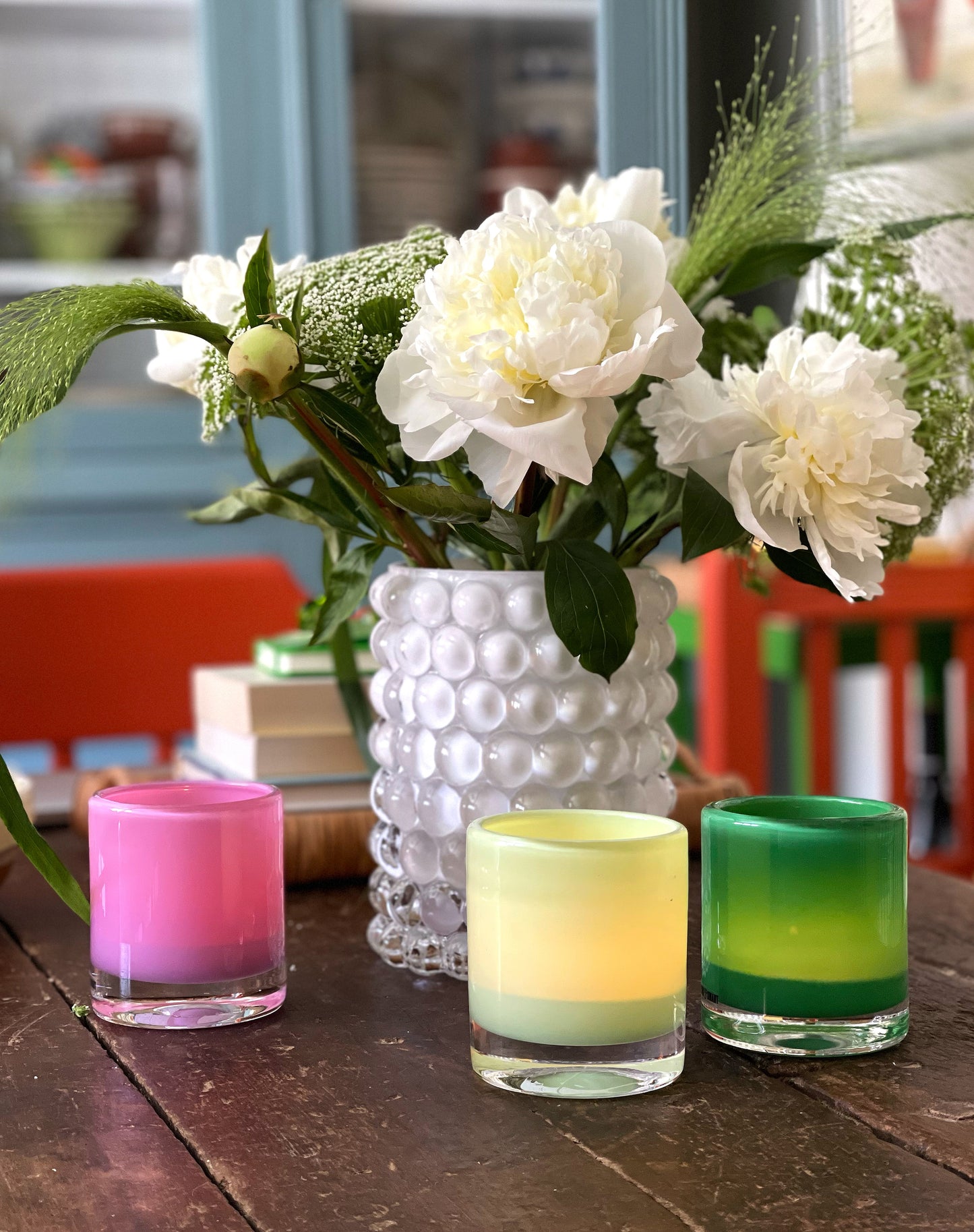 HURRICANE LAMP CANDY SMALL, Leek Windlicht
