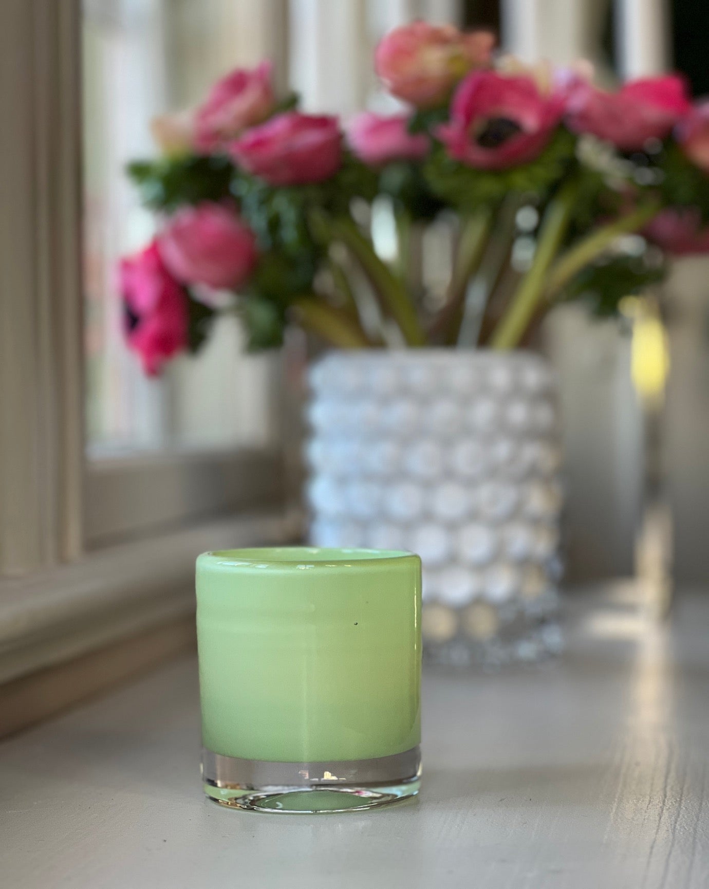 HURRICANE LAMP CANDY SMALL, Leek Windlicht