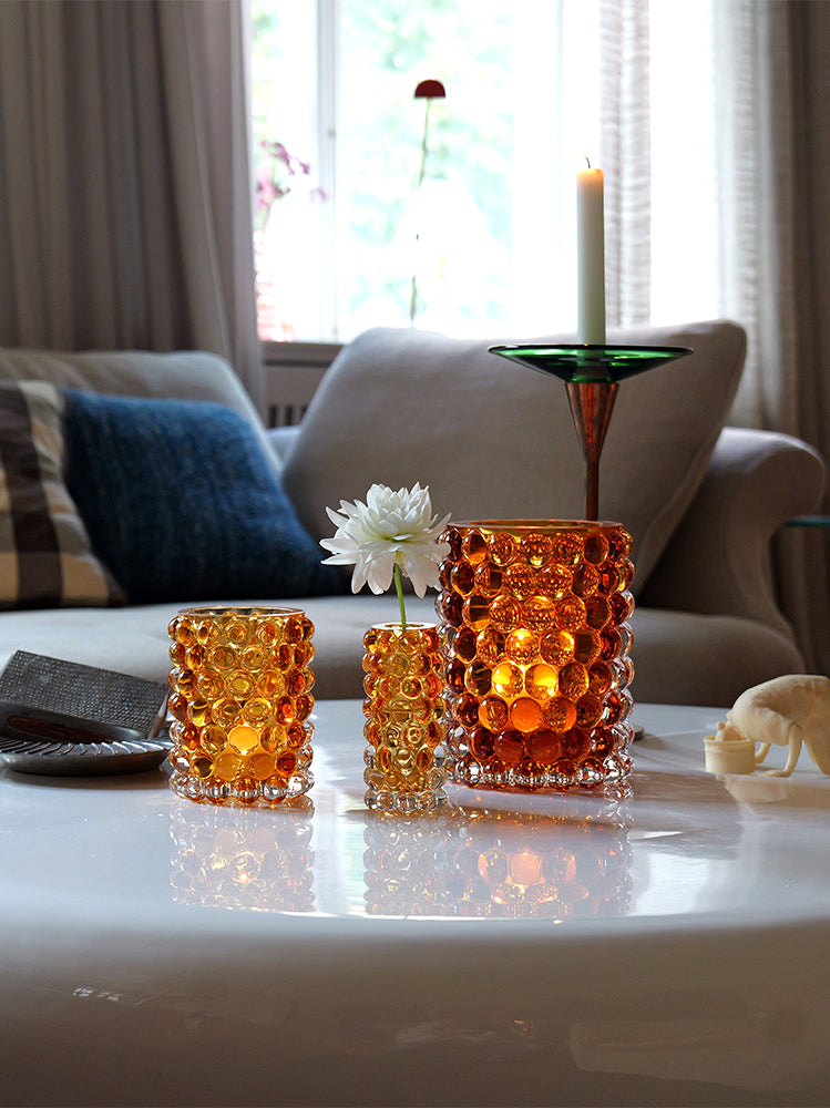 HURRICANE BOULE MINI, Amber Mini Vase