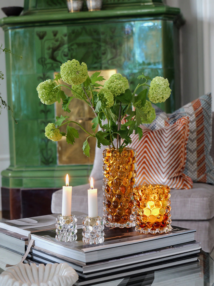 HURRICANE BOULE VASE, Amber