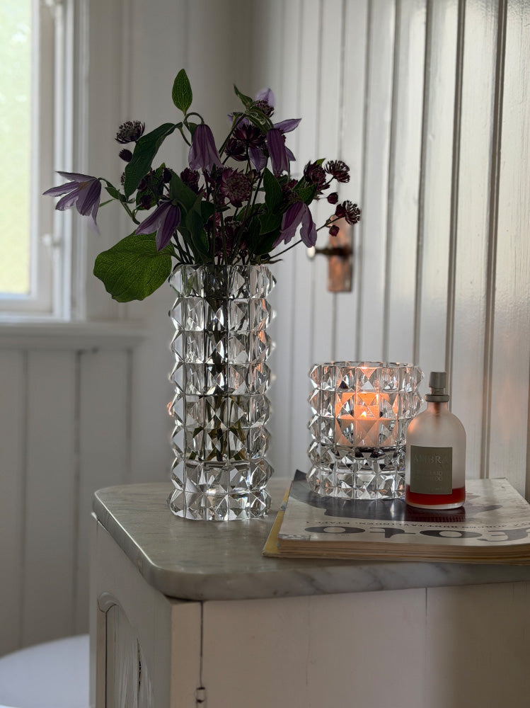 HURRICANE CRYSTAL VASE, Clear Stud